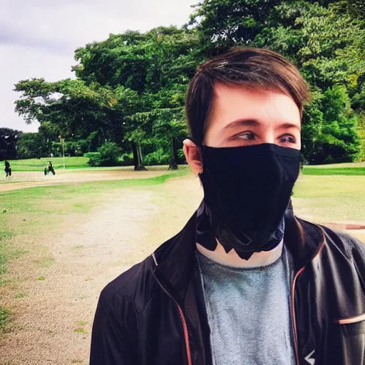 Prompt: “a guy with a mask in a park”