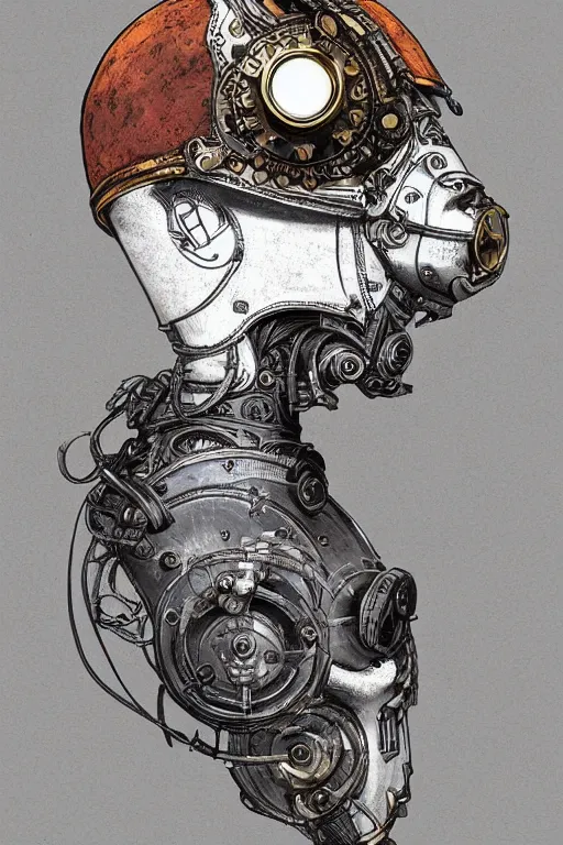 Image similar to steampunk helmet fantasy art mask robot ninja stylized digital illustration sharp focus, elegant intricate digital painting artstation concept art global illumination ray tracing advanced technology chaykin howard and campionpascale and cooke darwyn and davis jack