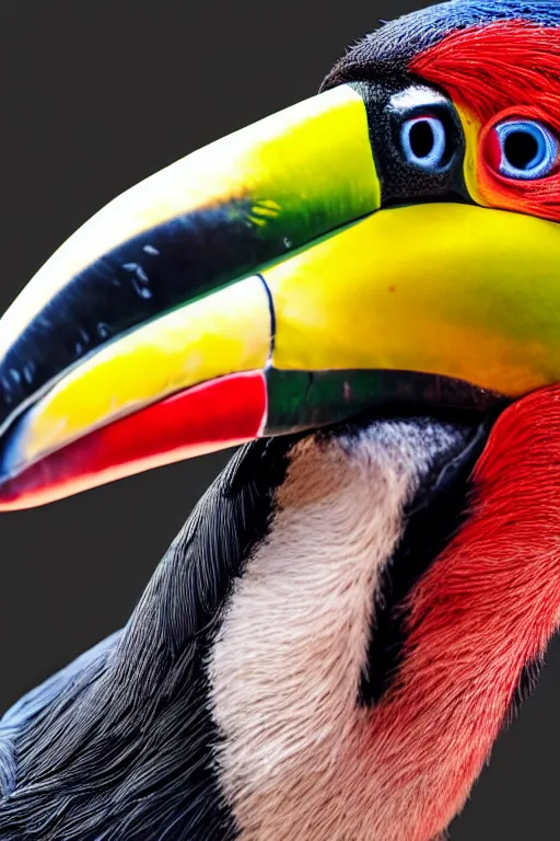 Prompt: a toucan, dynamic pose, close - up, intricate details, intricately detailed textures, warm lighting, vivid colors, realistic octane render, hyper realistic render, volumetric shading, depth of field, raytracing, 8 k,