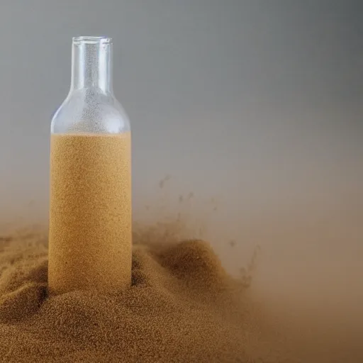 Image similar to closeup studio photograph of a sandstorm in a bottle