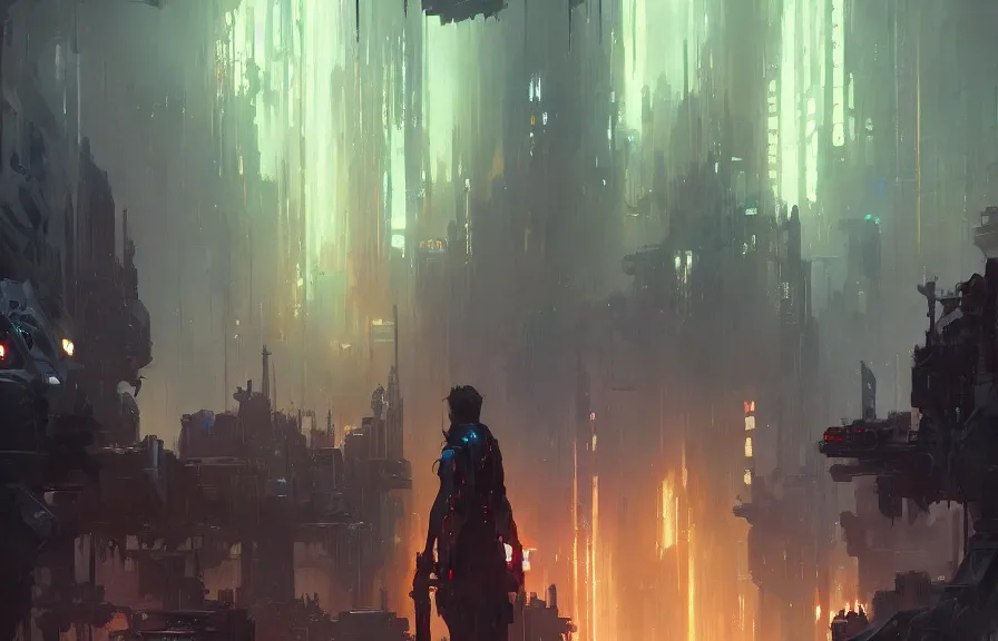 Prompt: greg manchess concept art of a the cyberpunk elderwood dimension, key visual, ambient lighting, highly detailed, digital painting, artstation, concept art, sharp focus, by makoto shinkai and akihiko yoshida and hidari and wlop and greg rutkowski