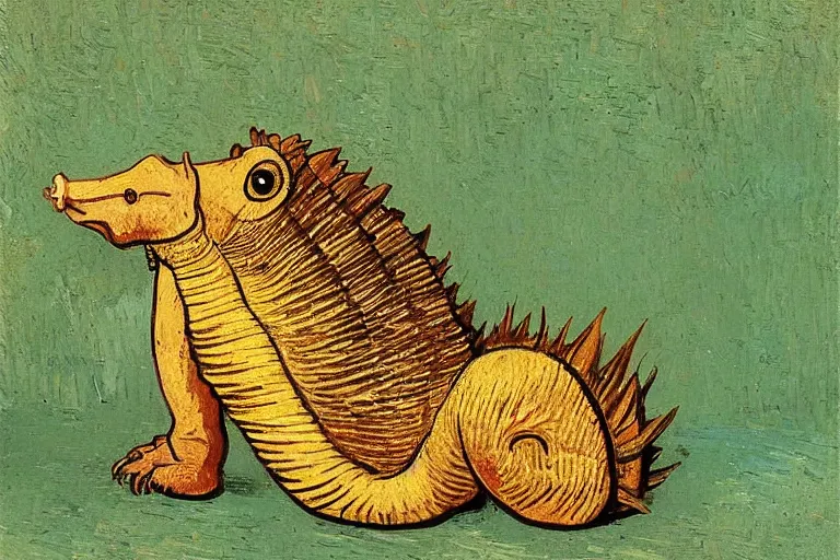 Prompt: an armadillo smoking a cigar by vincent van gogh, digital art,