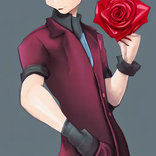 Prompt: digital painting, accurate details, james from team rocket holding a rose, elegant, cool, trending on deviantart, artstation,