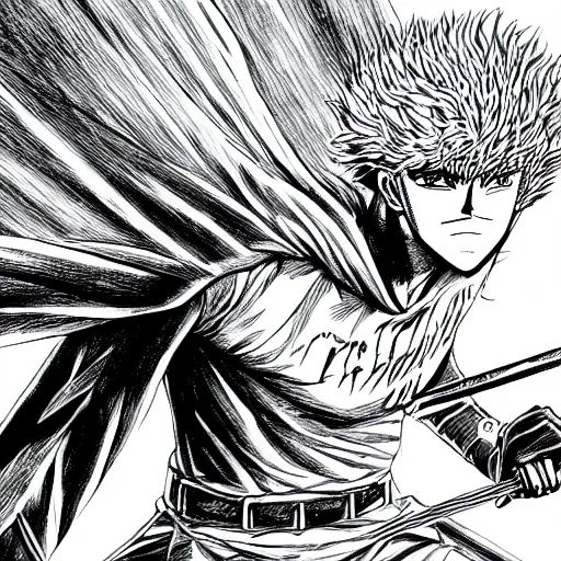 giga chad drawn in the style of berserk manga, 4 k,, Stable Diffusion