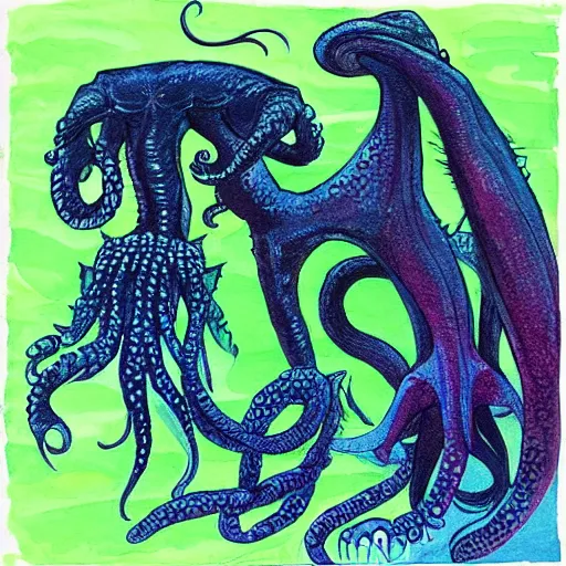 Image similar to “Cthulhu illustrated in the style of Eric Carle”