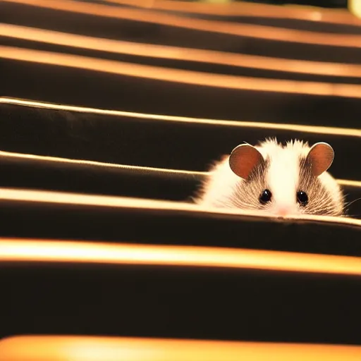 Prompt: photo of the cinema screen, a movie about hamsters, unedited, dark, sharp focus, 8 k