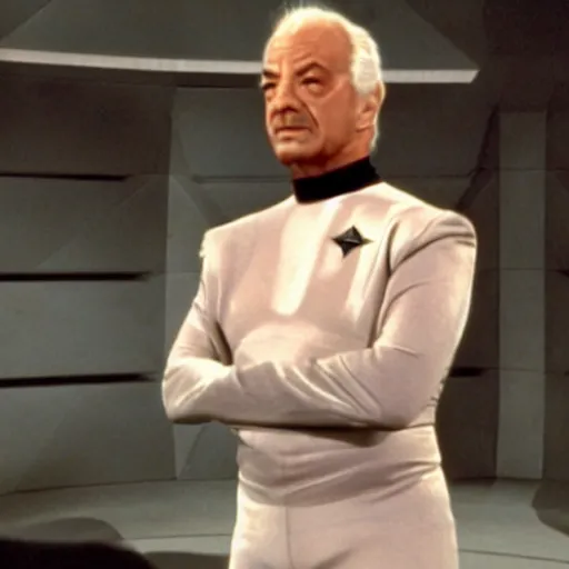 Prompt: Victor Borge of Borg, still from Star Trek: The Next Generation