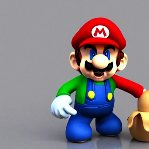 Prompt: claymation mario holding a mushroom