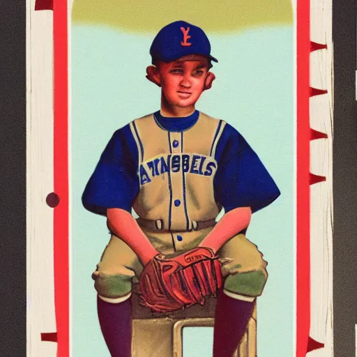 Prompt: detailed vhs cover art style og young baseball boy with hat