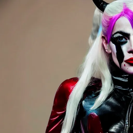 Prompt: lady gaga as harley quinn 4 k detailed super realistic