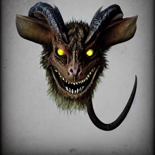 Image similar to great horned demon rat, realistic, high dark fantasy