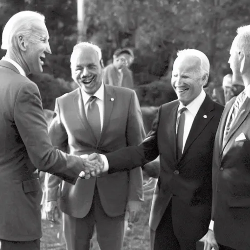 Prompt: photo of an alien meeting joe biden, award winning