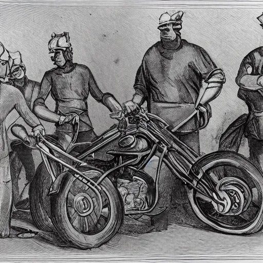 Image similar to photo of a man being drawn and quartered by motorcycles