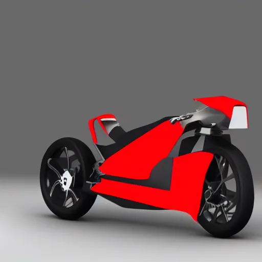 Prompt: detailed design, prototype of next Gen concept red minimalistic motorcycle, Japanese engineering, blade runner style, 3d, photorealism