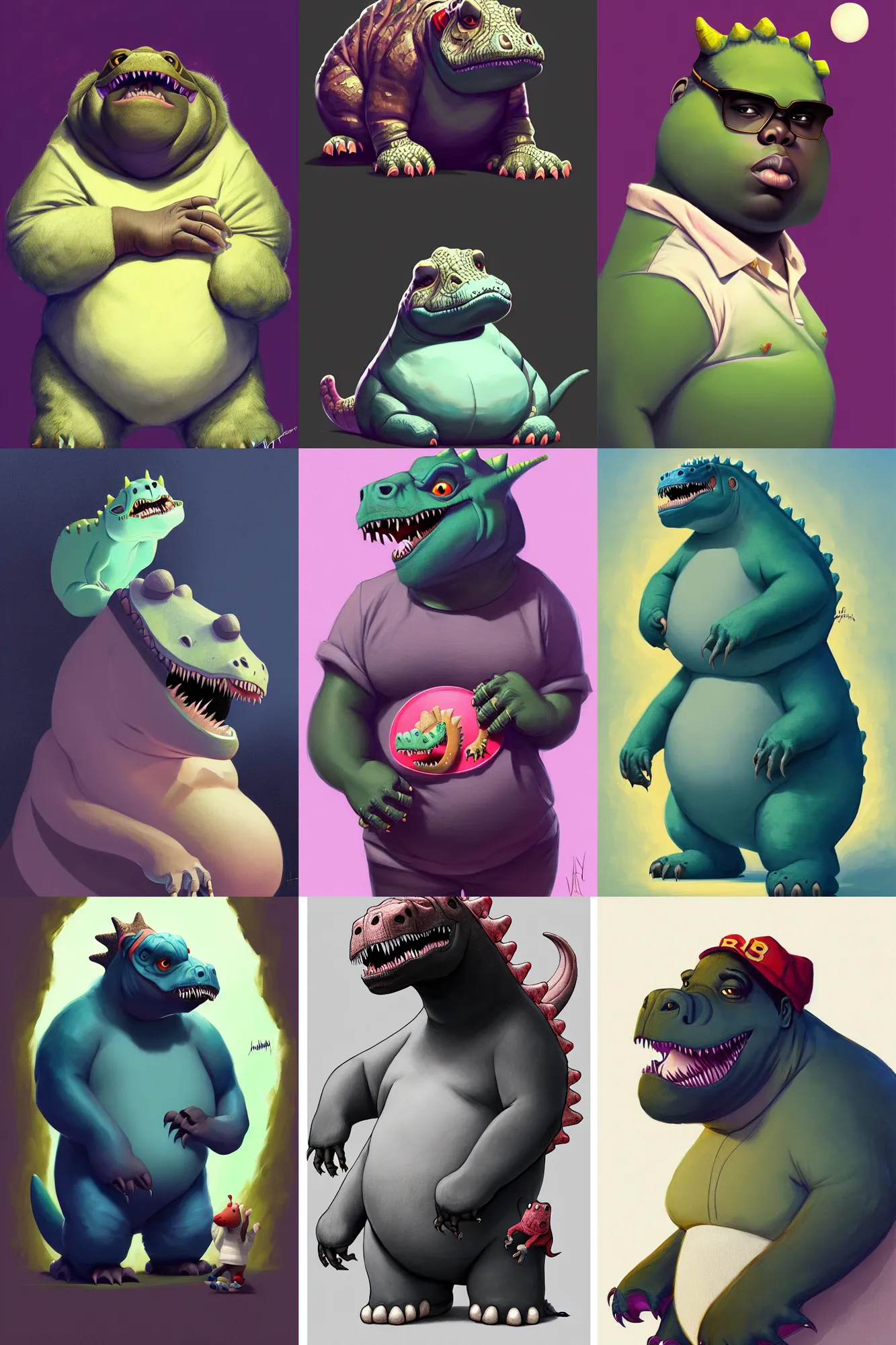 Prompt: the notorious b. i. g. as a cute cuddly dinosaur, animation pixar style, shaded lighting poster by magali villeneuve, artgerm, jeremy lipkin and michael garmash, rob rey and kentaro miura style, trending on art station