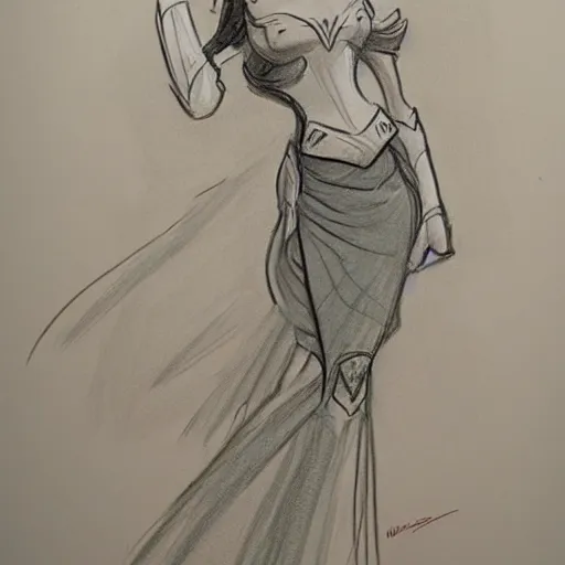 Image similar to milt kahl sketch of victoria justice as princess padme from star wars episode 3