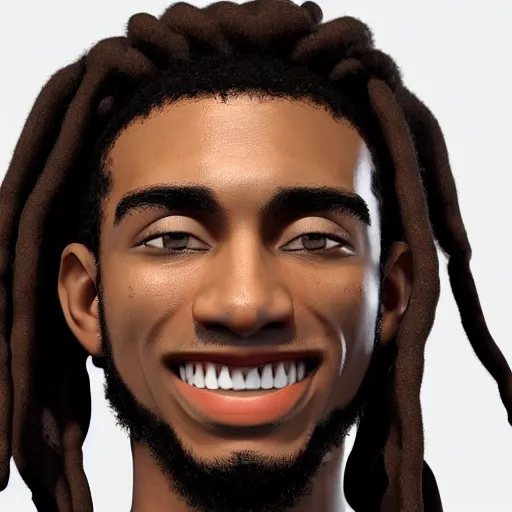 Image similar to photogenic 2 4 year old black male with short dreads a large nose smileing widely, realistic photo, hyperrealistic, 4 k