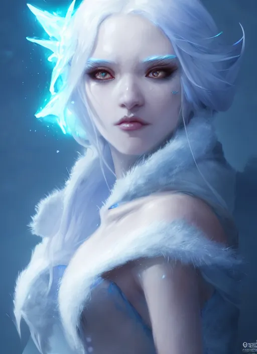 Image similar to character concept art of a ice sorceress, key visual, realistic shaded perfect face, fine details, dystopian environment and background, by stanley artgerm lau, wlop, rossdraws, james jean, andrei riabovitchev, marc simonetti, and sakimichan, trending on artstation