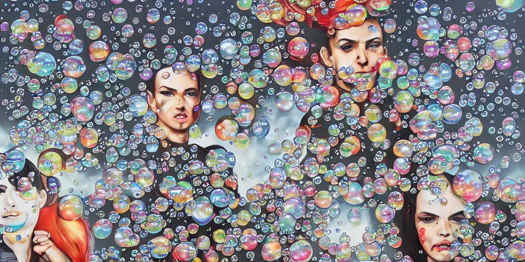 Prompt: multiverse bubbles in the sky, by sandra chevrier