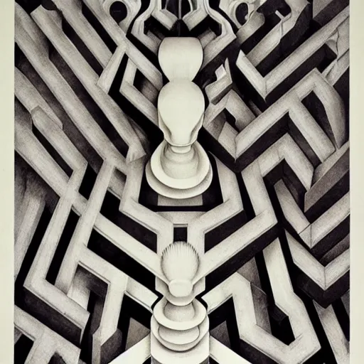 Image similar to white lithography print polish poster conceptual figurative post - morden monumental portrait made by escher, highly conceptual figurative art, intricate detailed illustration, controversial poster art, polish poster art, geometrical drawings