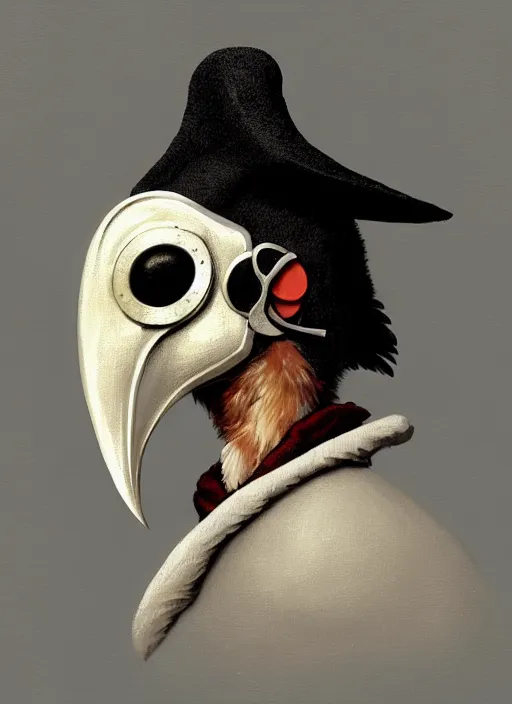 Prompt: rpg! profile!! portrait of humanoid bird on white background, beak, feathers, plague doctor, stylish, vintage doll, intricate, highly detailed, digital painting, artstation, concept art, smooth, sharp focus, illustration, art by norman rockwell emiliano ponzi andrey remnev yoann lossel aaron jasinski, 8 k