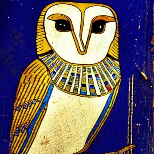 Image similar to barn owl, ancient egyptian art