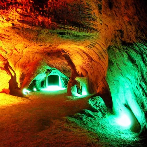 Prompt: the darkest evil caves, vibrant photo