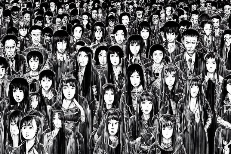 a group of fractal people by junji ito, trending on | Stable Diffusion ...