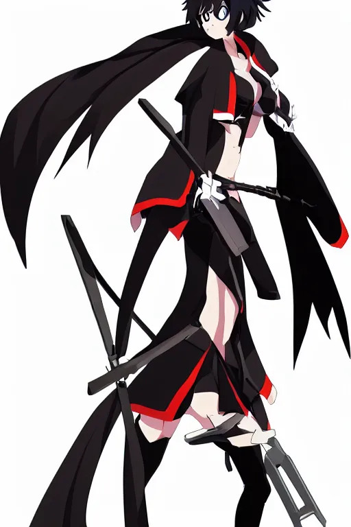 Prompt: a full body shot of the Grim Reaper as a character in Kill la Kill (2013), highly detailed, artstation, manga