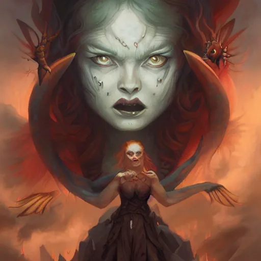 Prompt: sadie sink demonic birth from insanity dimension by peter mohrbacher