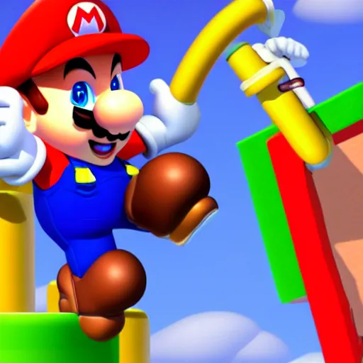 Prompt: hyper realistic super mario 64