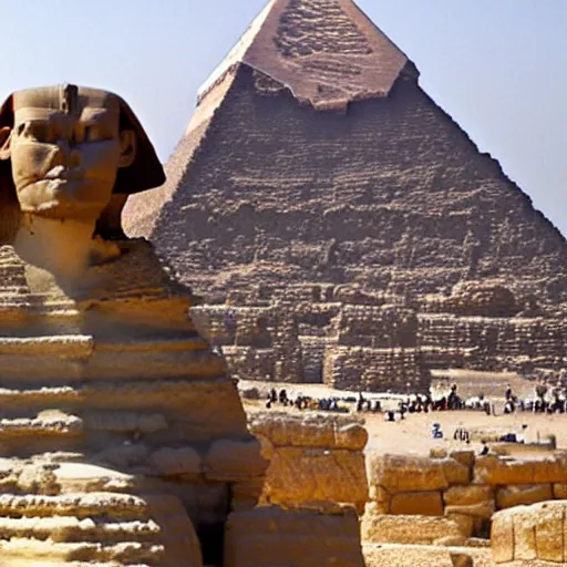 Prompt: the great cube of giza next to the sphinx