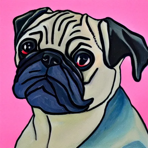 Image similar to A cute pug painted by Matisse