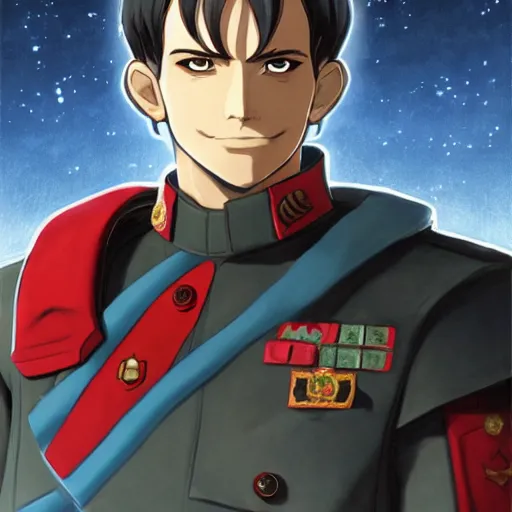 Prompt: portrait of colonel mael radec as a king, anime fantasy illustration by tomoyuki yamasaki, kyoto studio, madhouse, ufotable, trending on artstation