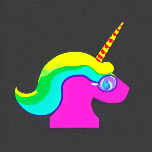 Prompt: Rainbow Robot Unicorn profile picture for social media sites. Limited palette, crisp vector line