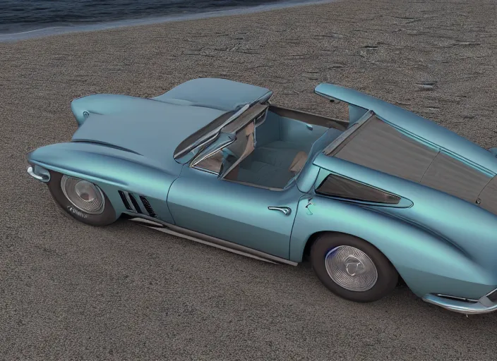 Prompt: hyperrealism, detailed textures, photorealistic 3 d render, a dreamy day on veredaro beach cuba, a 1 9 6 4 split window corvette obsidian black, sharp focus, ultra realistic, ultra high pixel detail, cinematic, intricate, cinematic light, concept art, illustration, art station, unreal engine 8 k