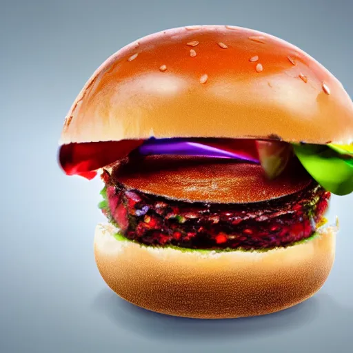 Image similar to a hybrid crystal hamburger crystal, digital art, dramatic product photography