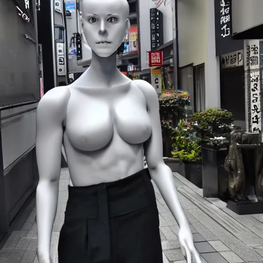 Prompt: an unreal engine mannequin in a street in tokyo