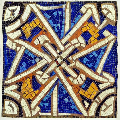 Image similar to beautiful roman mosaic of mc escher tiles, detailed, intricate