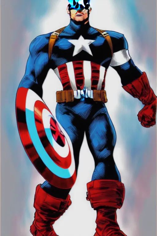 Image similar to Captain America high quality digital painting in the style of Alan Davis