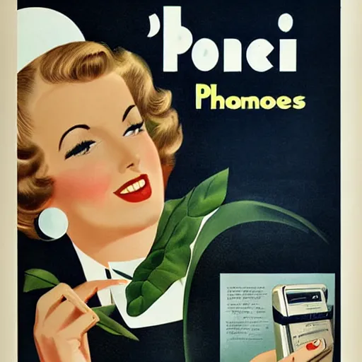 Image similar to 1 9 5 0's iphone advertisement, digital art