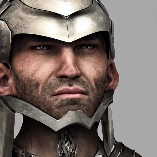 Prompt: a highly detailed headshot portrait of a man wearing epic armor concept art