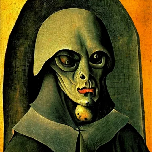 Image similar to portrait of a demon by hieronymous bosch