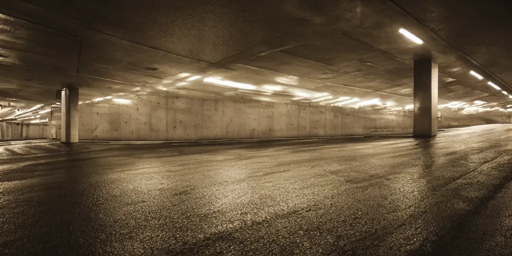 Prompt: dimly lit urban underpass,rainy,detailed,photography