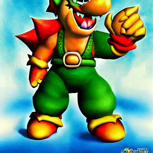 Prompt: bowser artwork, from n64