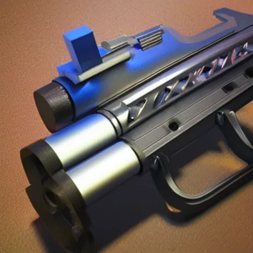Prompt: 3d printed futuristic laser gun. Highly detailed. Full color