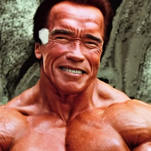 Image similar to arnold schwarzenegger, studio ghibli, myazaki, anime, magnificent, gorgeous