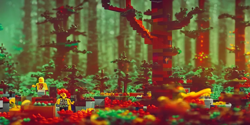 Image similar to magical lego imagination forest, sharp focus, james gilleard, moebius, print, game concept art, brush work