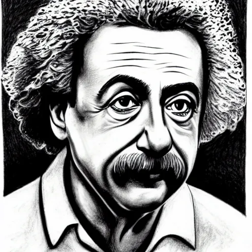 Prompt: Color pencil drawing of Xavi Hernandez as Albert Einstein