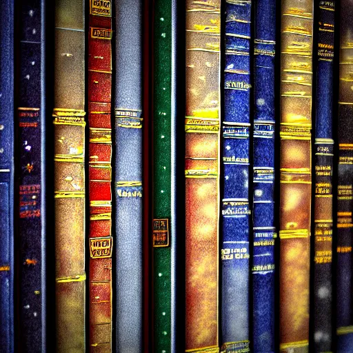 Image similar to extreme close up of a wizard's bookshelf, rule of thirds, award winning, extreme detail, photorealistic digital art, trending on artstation, W -1088